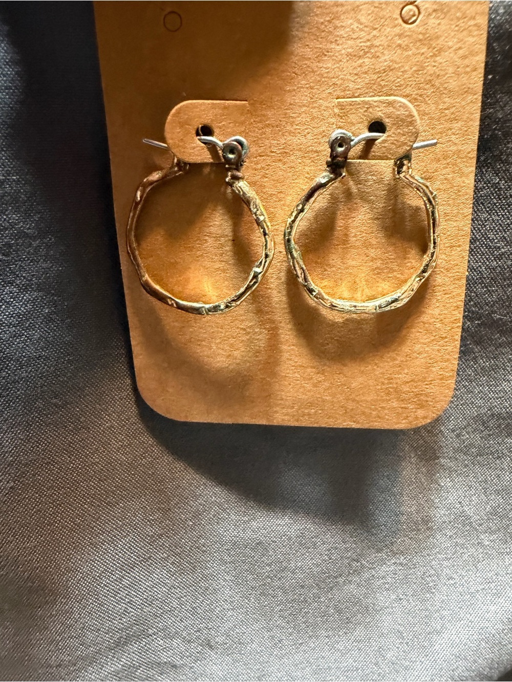 Source Unknown Gold Textured Hoop Earrings